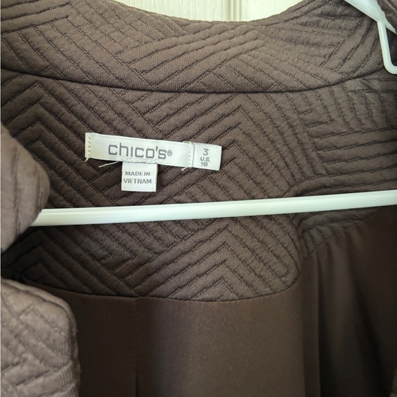 Chico's Size 3 Brown Coat Jacket Open Front, Lined,  Oversized, Textured - Picture 3 of 6